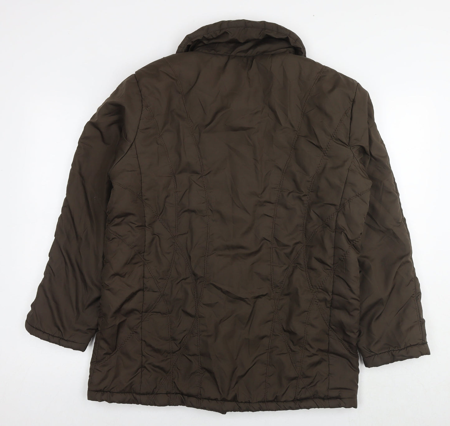 Elegance Womens Brown Quilted Jacket Size 16 Zip