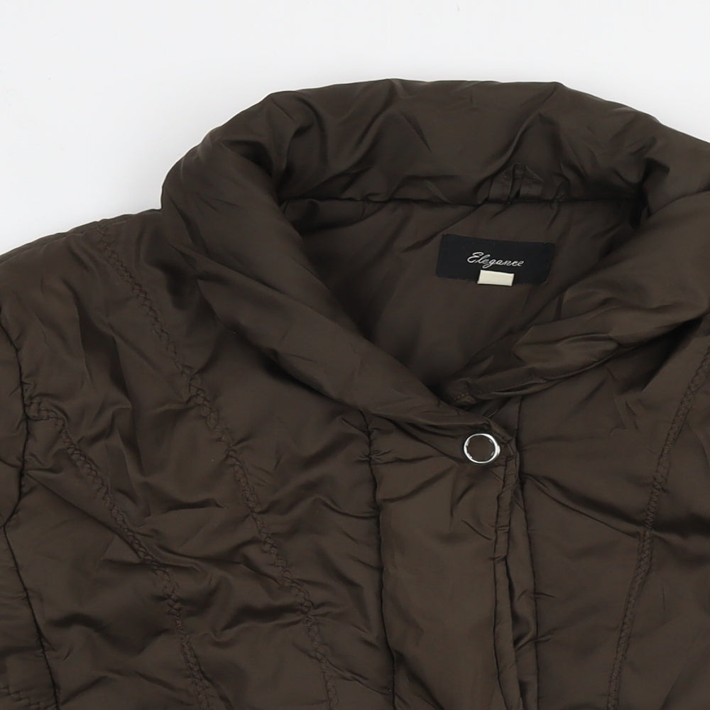 Elegance Womens Brown Quilted Jacket Size 16 Zip