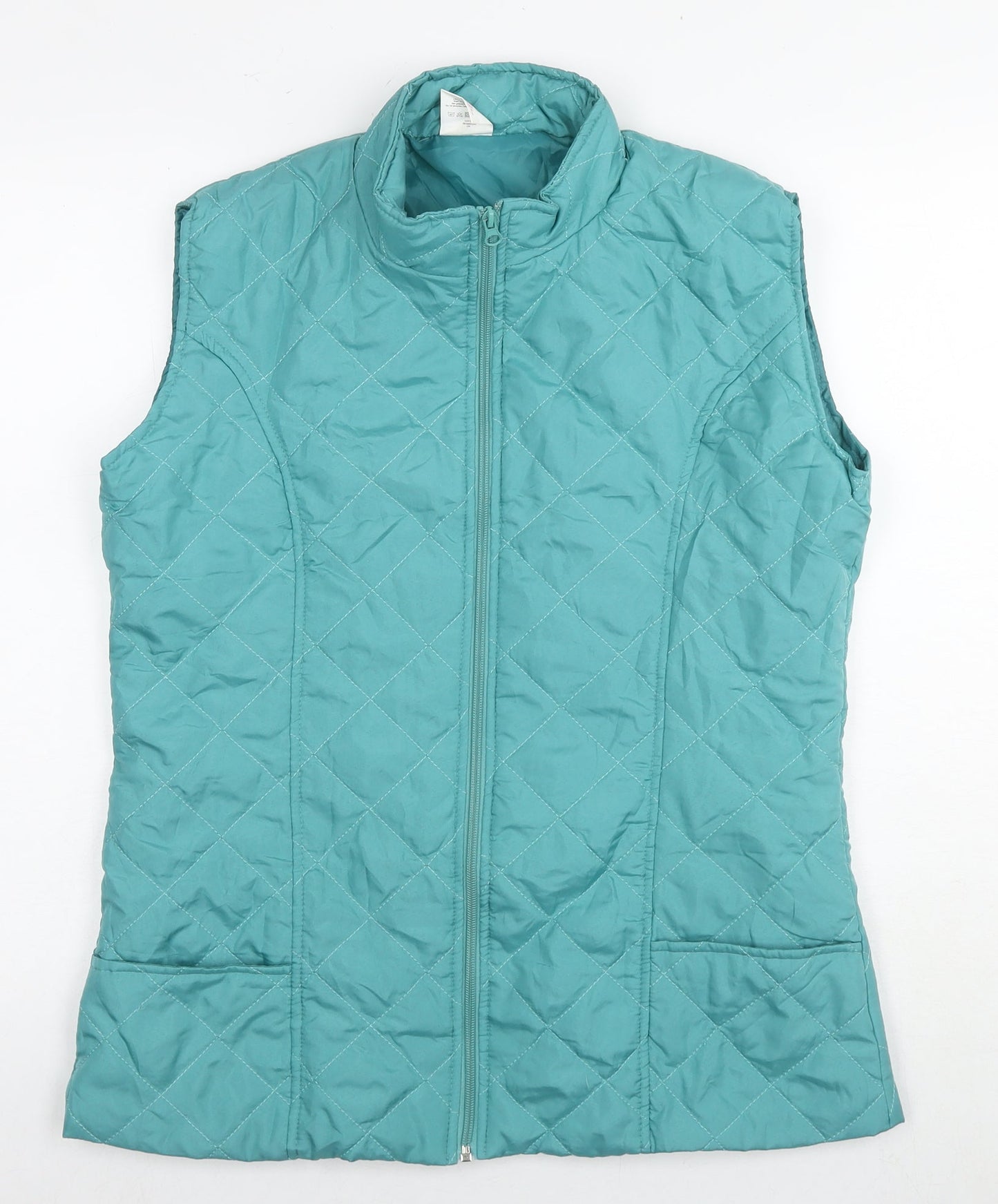Anne de Lancey Womens Blue Quilted Waistcoat Size M Zip