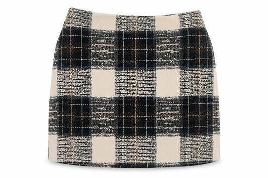 Boohoo Womens Beige Check Polyester Mini Skirt Size 8