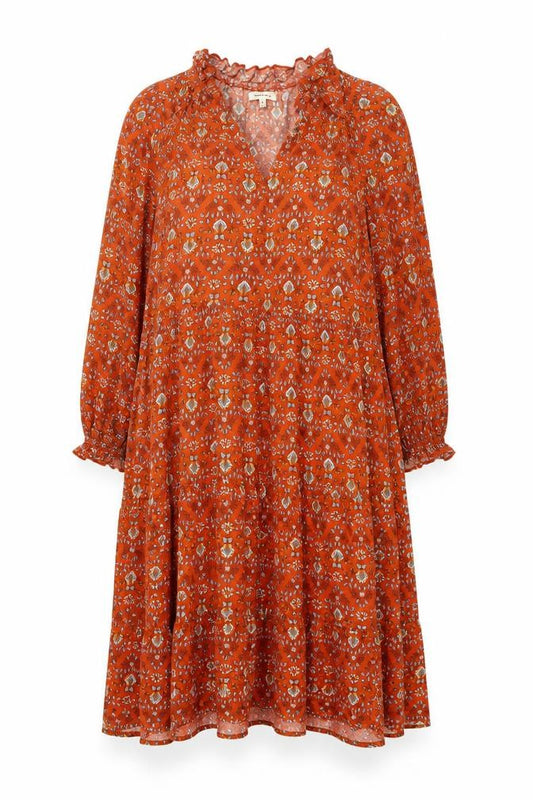 Max Studio Womens Brown Floral Viscose Trapeze & Swing Size L V-Neck Pullover