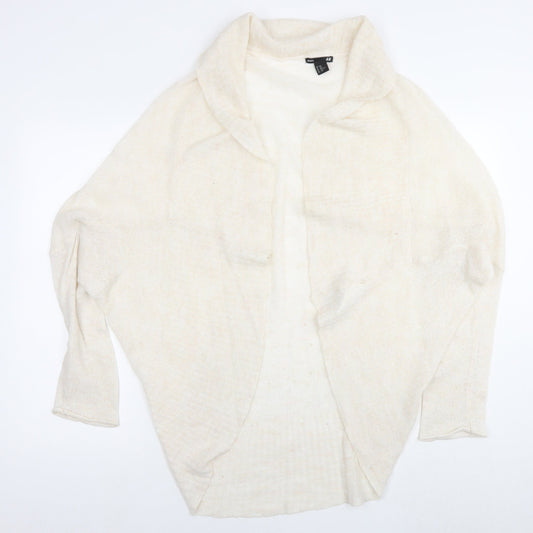 H&M Womens White V-Neck Acrylic Cape Jumper Size M - Size M/L