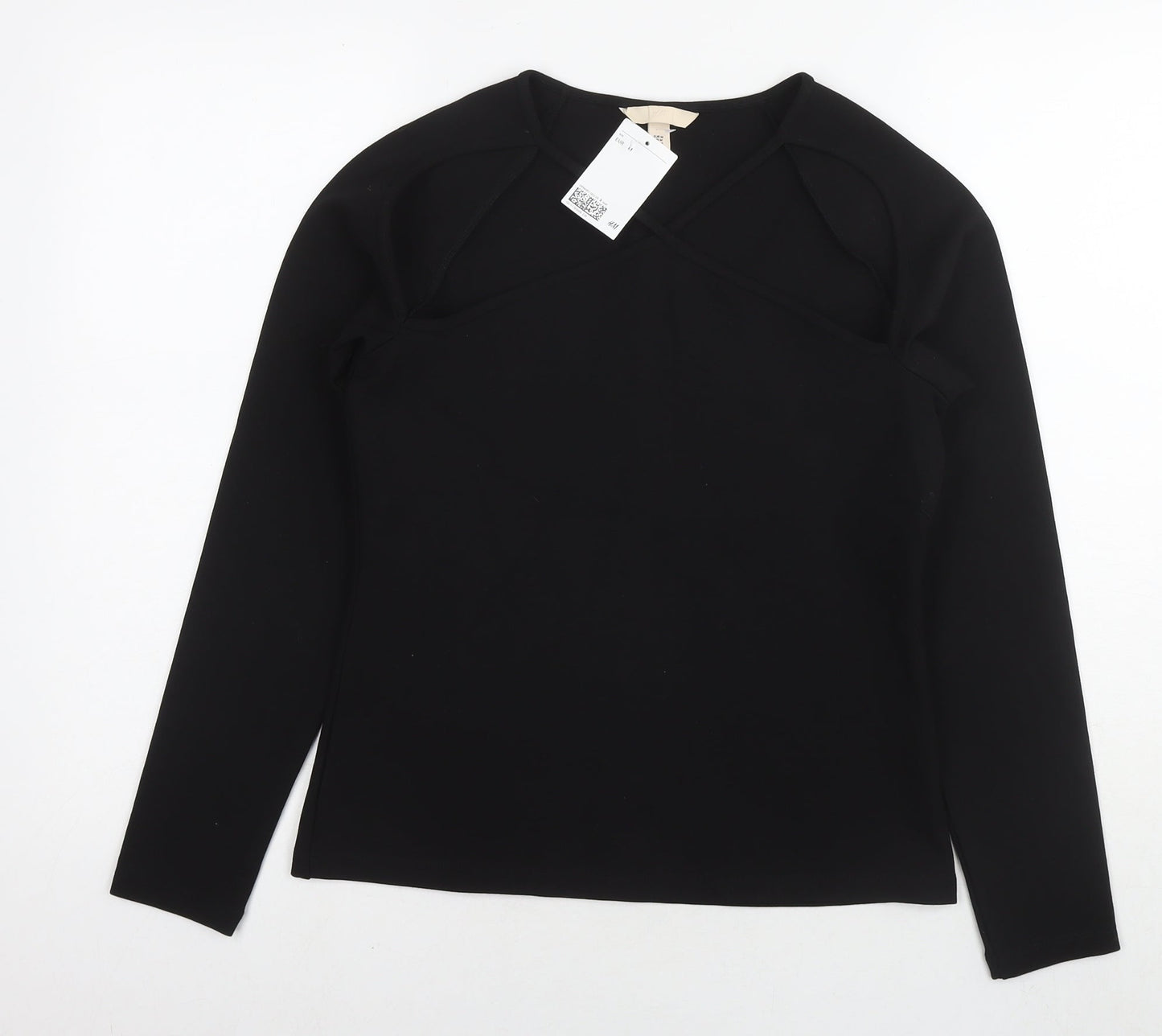 H&M Womens Black Viscose Basic Blouse Size M Round Neck