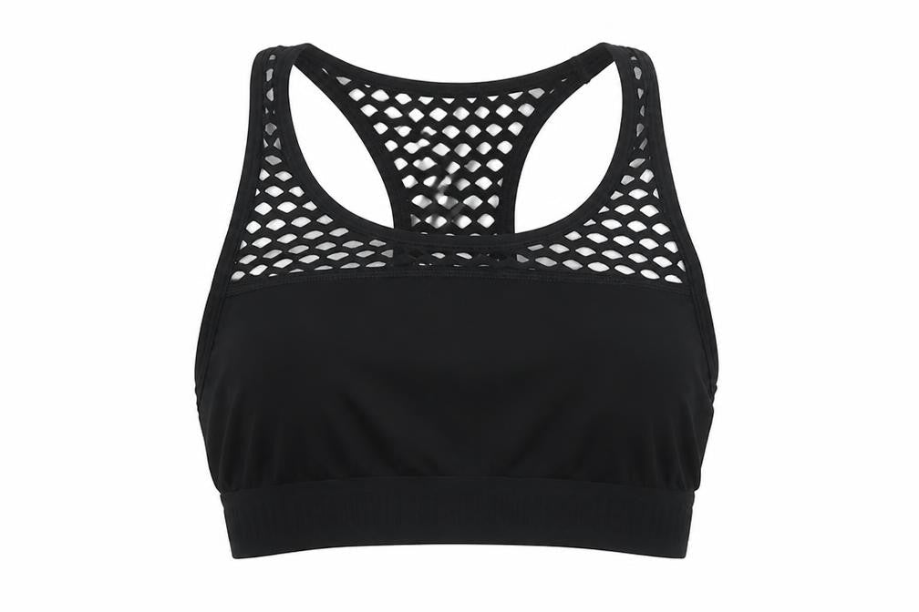 PINK Womens Black Polyester Cropped Tank Size S Round Neck