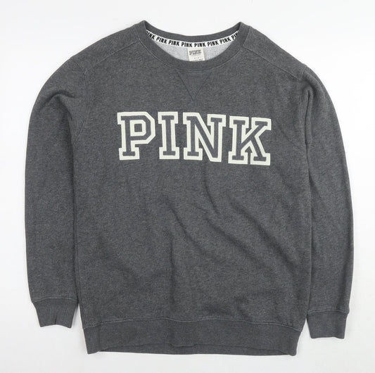 PINK Womens Grey Cotton Pullover Sweatshirt Size S Pullover