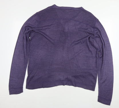 Back view of Red Herring women’s purple v-neck acrylic jumper, size XL