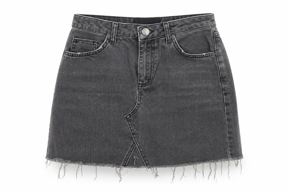 BDG Womens Grey Cotton A-Line Skirt Size S Zip