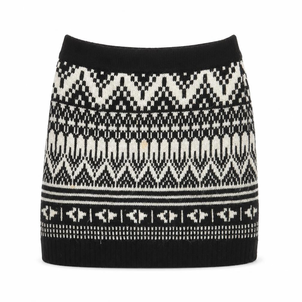 Miss Selfridge Womens Black Geometric Acrylic A-Line Skirt Size 8