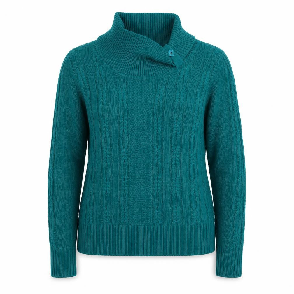 Bonmarché Womens Green Roll Neck Acrylic Pullover Jumper Size S