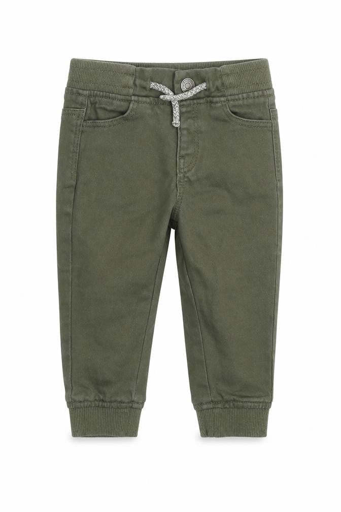 Denim & Co. Boys Green Cotton Jogger Jeans Size 9-12 Months Drawstring