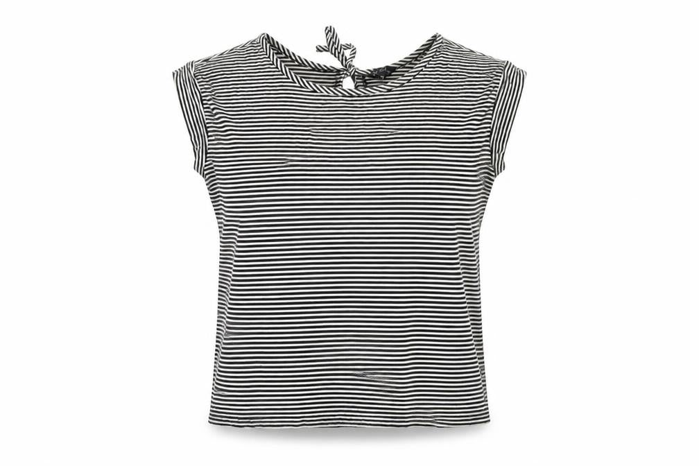 BC Clothing Womens White Striped Viscose Basic T-Shirt Size M Round Neck