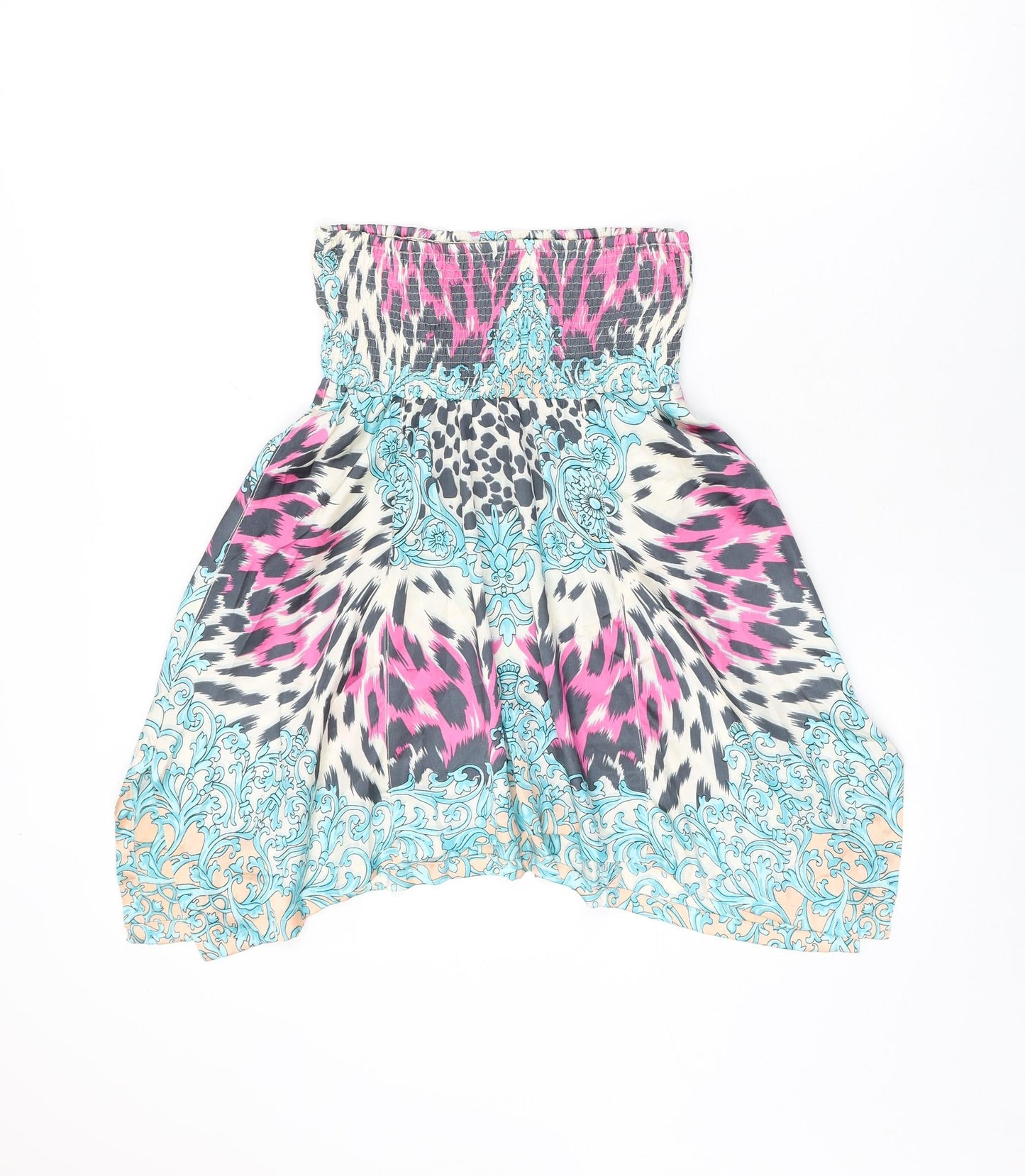 River Island Womens Multicoloured Animal Print Polyester Basic T-Shirt Size S Off the Shoulder