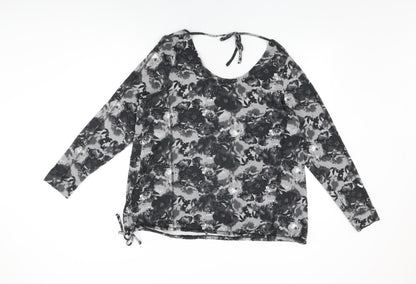 Next Womens Grey Floral Modal Basic T-Shirt Size 16 Round Neck