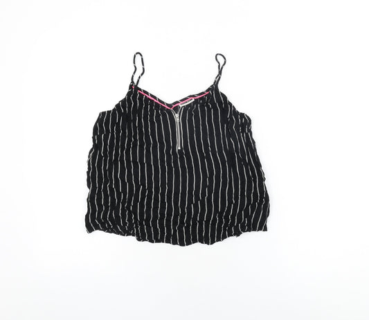 Noisy may Womens Black Striped Viscose Camisole T-Shirt Size S V-Neck