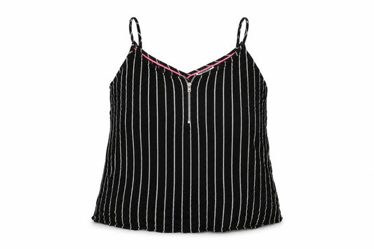 Noisy may Womens Black Striped Viscose Camisole T-Shirt Size S V-Neck