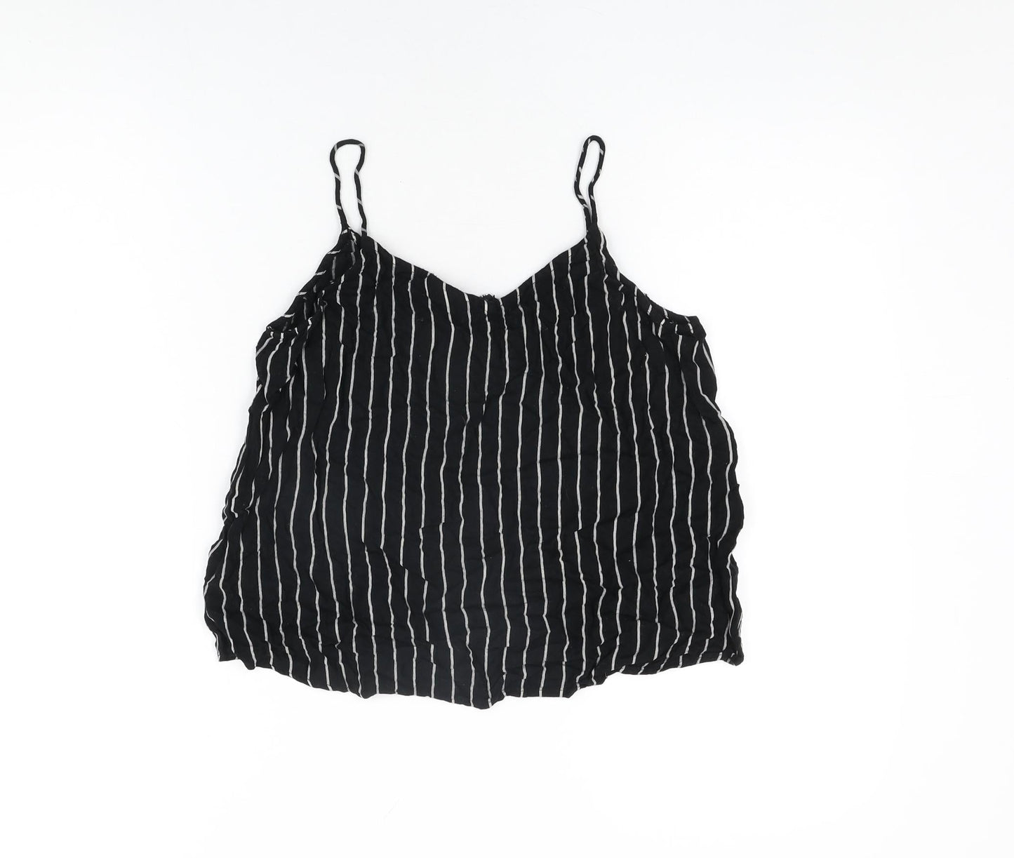 Noisy may Womens Black Striped Viscose Camisole T-Shirt Size S V-Neck