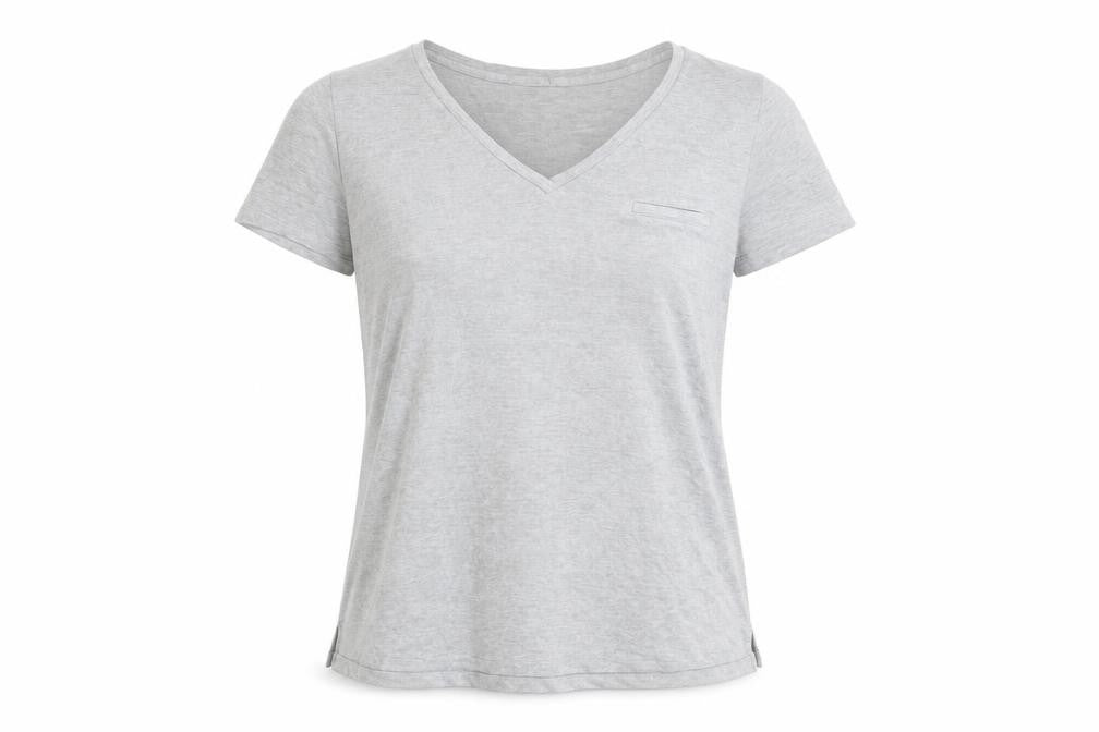 NEXT Womens Grey Viscose Basic T-Shirt Size 12 V-Neck