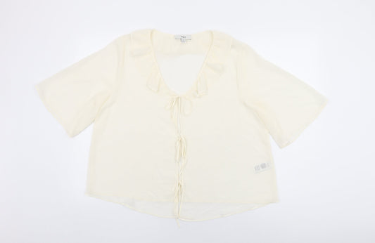 Marks and Spencer Womens Ivory Polyester Basic Blouse Size 16 V-Neck