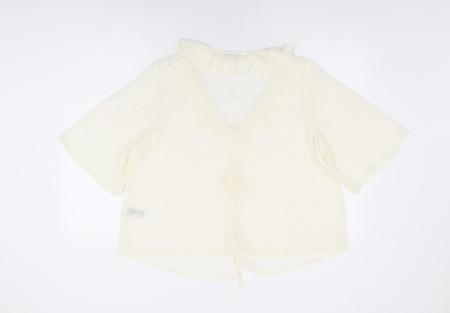 Marks and Spencer Womens Ivory Polyester Basic Blouse Size 16 V-Neck