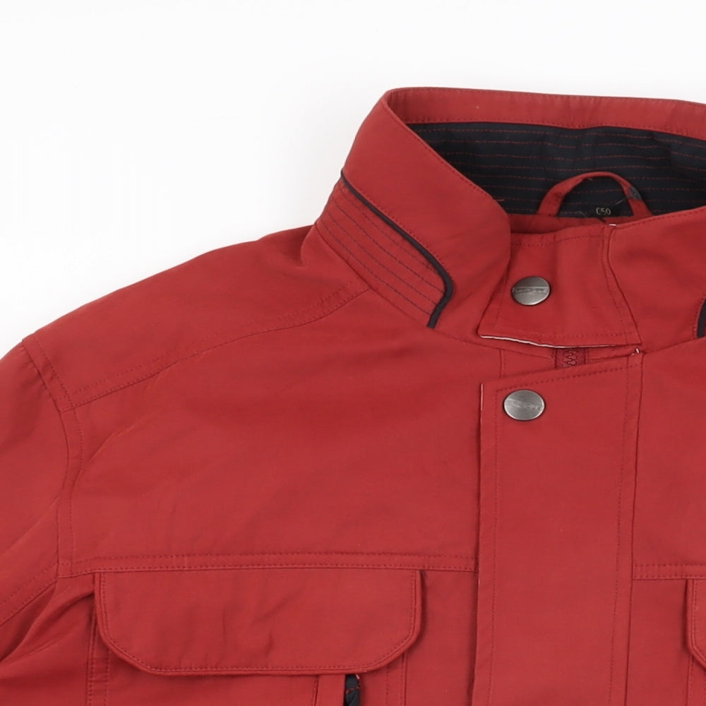 LAPIDUS Mens Red Overcoat Jacket Size L Zip