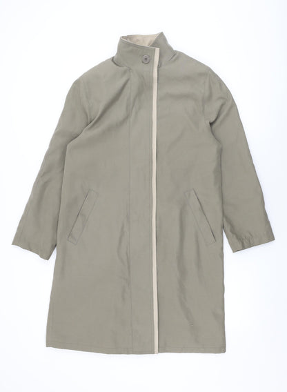 Additional front view of NuAge women’s beige overcoat coat, size UK 8, button