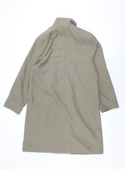 Back view of NuAge women’s beige overcoat coat, size UK 8, button
