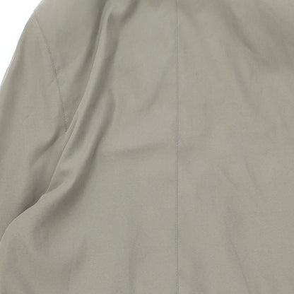 Brand and care label for NuAge women’s beige overcoat coat, size UK 8, button