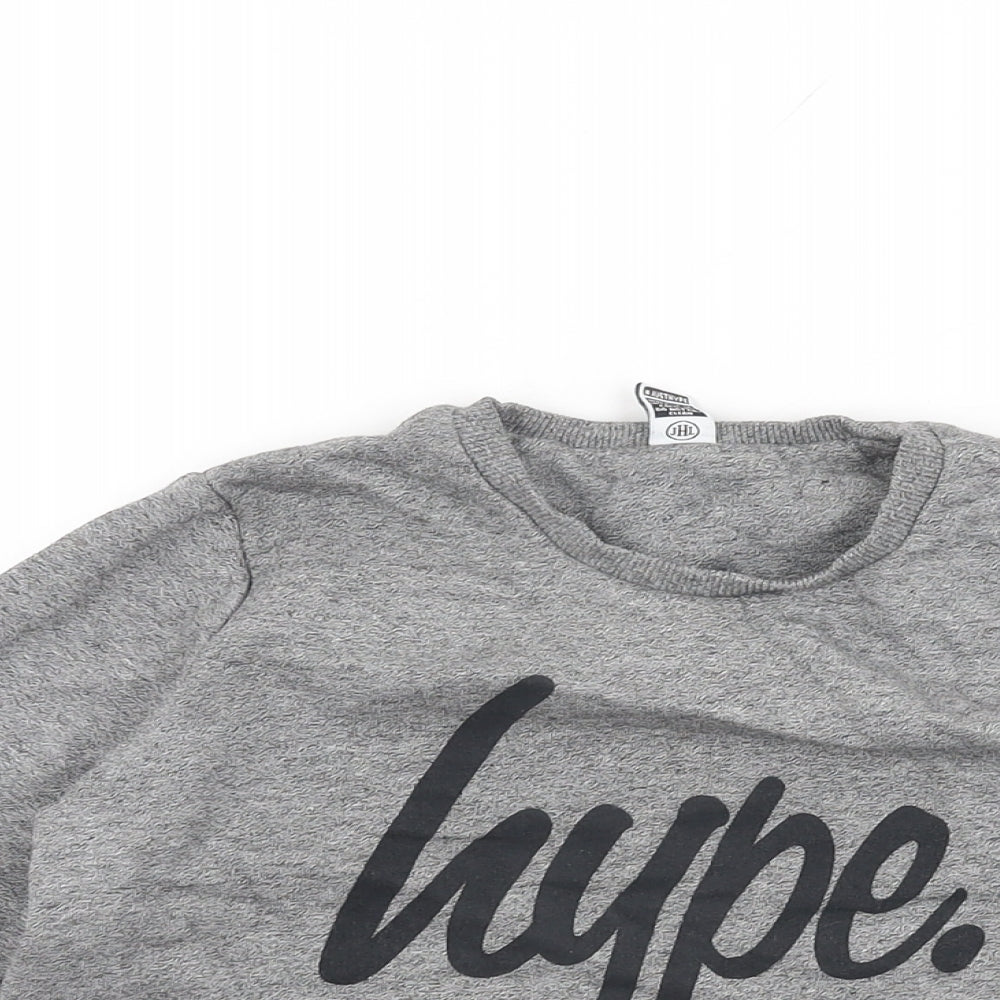 Hype Boys Grey Cotton Pullover Sweatshirt Size 11-12 Years Pullover