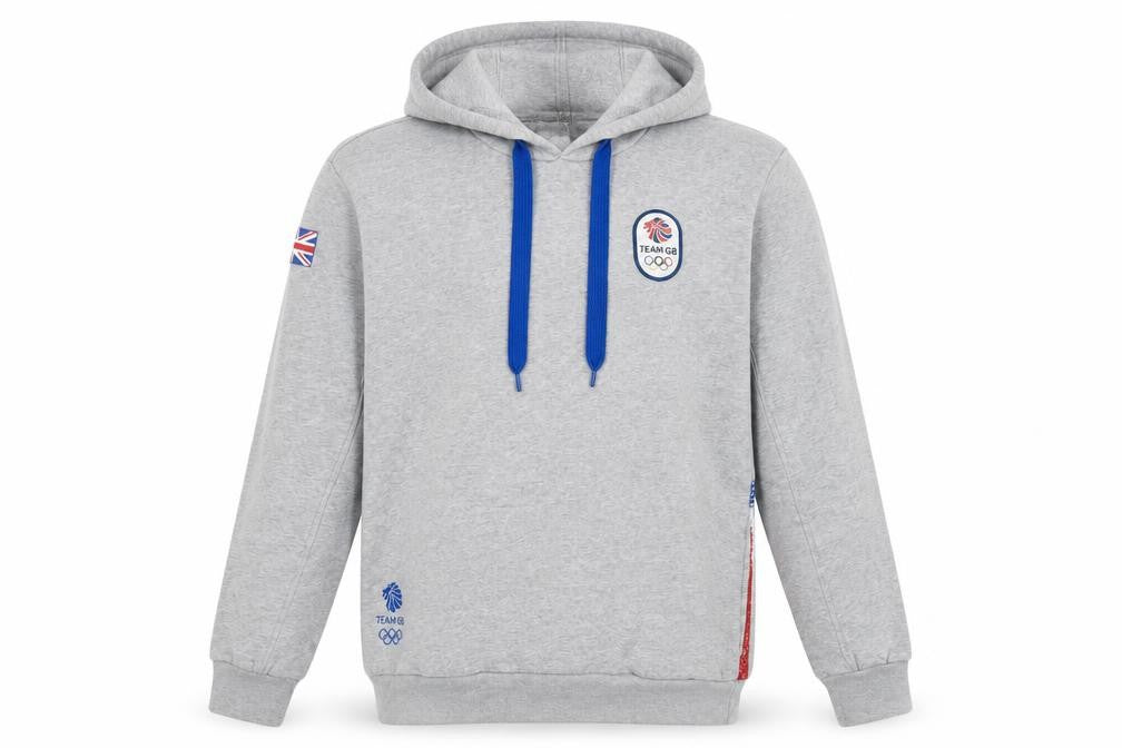 TEAM GB Mens Grey Geometric Cotton Pullover Hoodie Size M