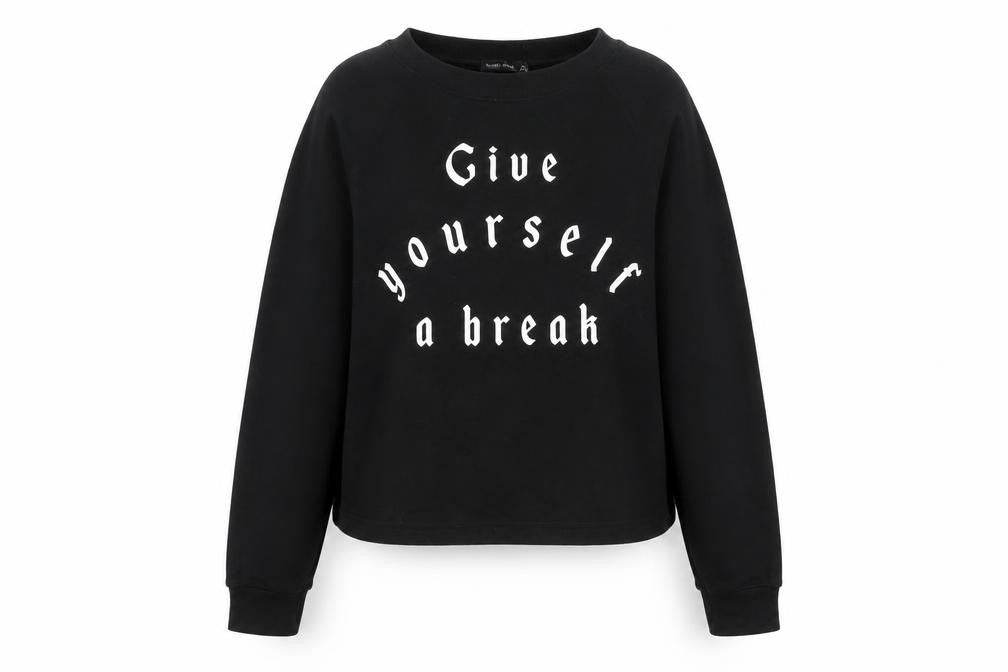 Bershka Womens Black Cotton Pullover Sweatshirt Size M Pullover - Give Yourself A Break