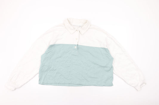 Weekday Womens White Cotton Basic T-Shirt Size S Collared