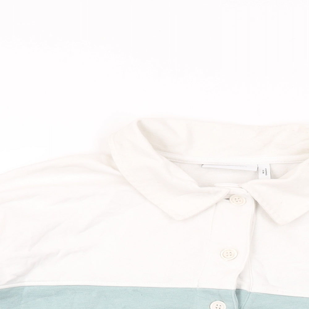 Weekday Womens White Cotton Basic T-Shirt Size S Collared