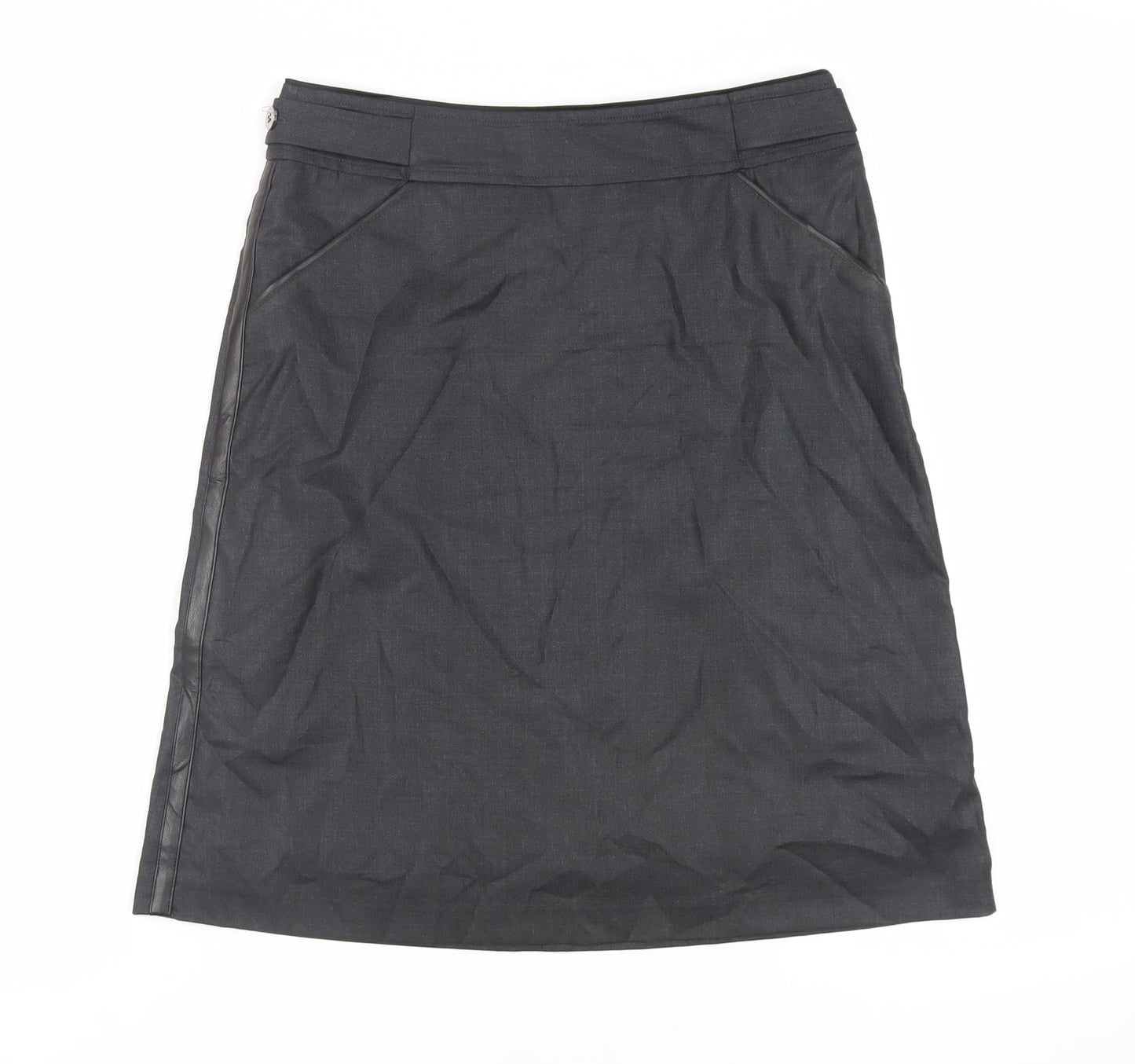 NetWork Womens Grey Wool A-Line Skirt Size 30 in Zip - Pockets