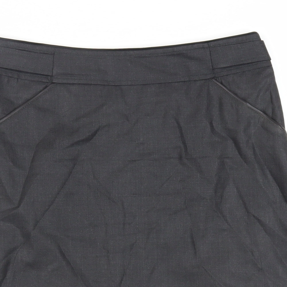 NetWork Womens Grey Wool A-Line Skirt Size 30 in Zip - Pockets