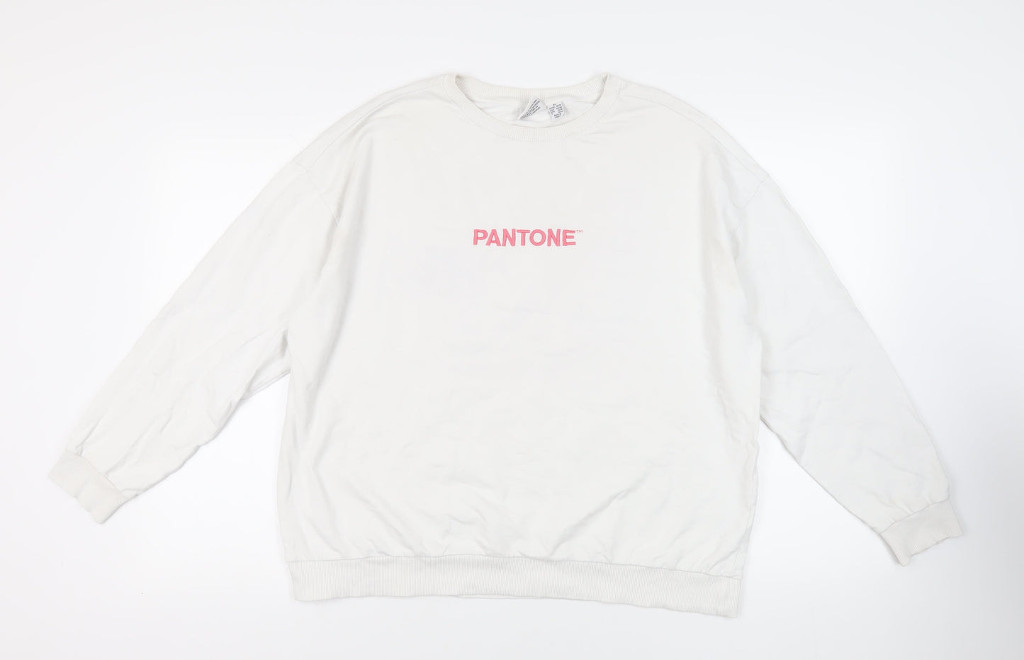 Pantone Womens White Cotton Pullover Sweatshirt Size 18 Pullover - Logo