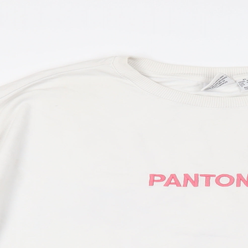 Pantone Womens White Cotton Pullover Sweatshirt Size 18 Pullover - Logo