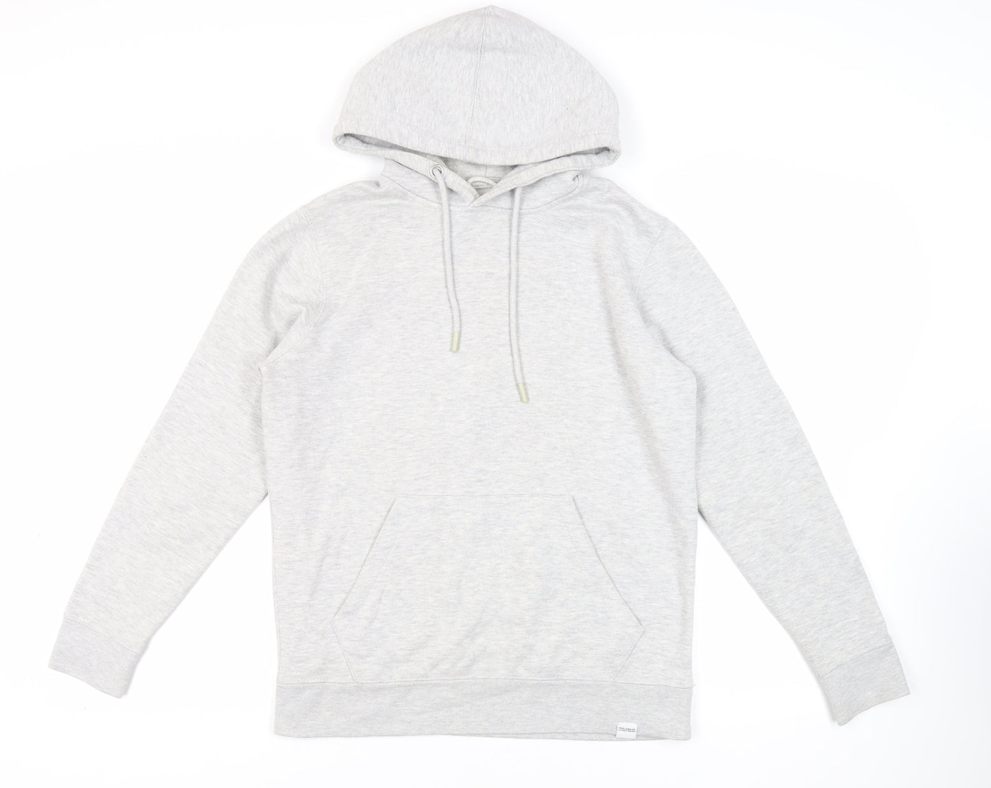 Pull&Bear Mens Grey Cotton Pullover Hoodie Size S