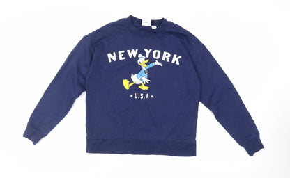 Preloved Disney Womens Blue Polyester Pullover Sweatshirt Size XS Pullover - Donald Duck - Front