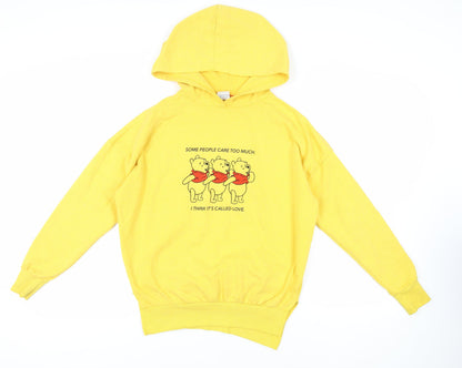 Preloved Disney Womens Yellow Polyester Pullover Hoodie Size XS Pullover - Winnie The Pooh - Front