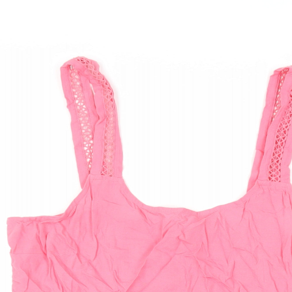 NEXT Womens Pink Viscose Basic Tank Size 16 Scoop Neck