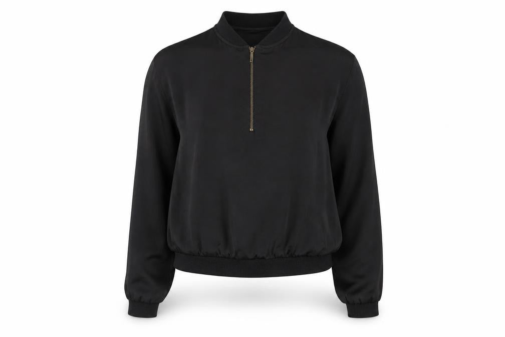 Zara Womens Black Viscose Basic Blouse Size S Mock Neck - Embroidered Detail