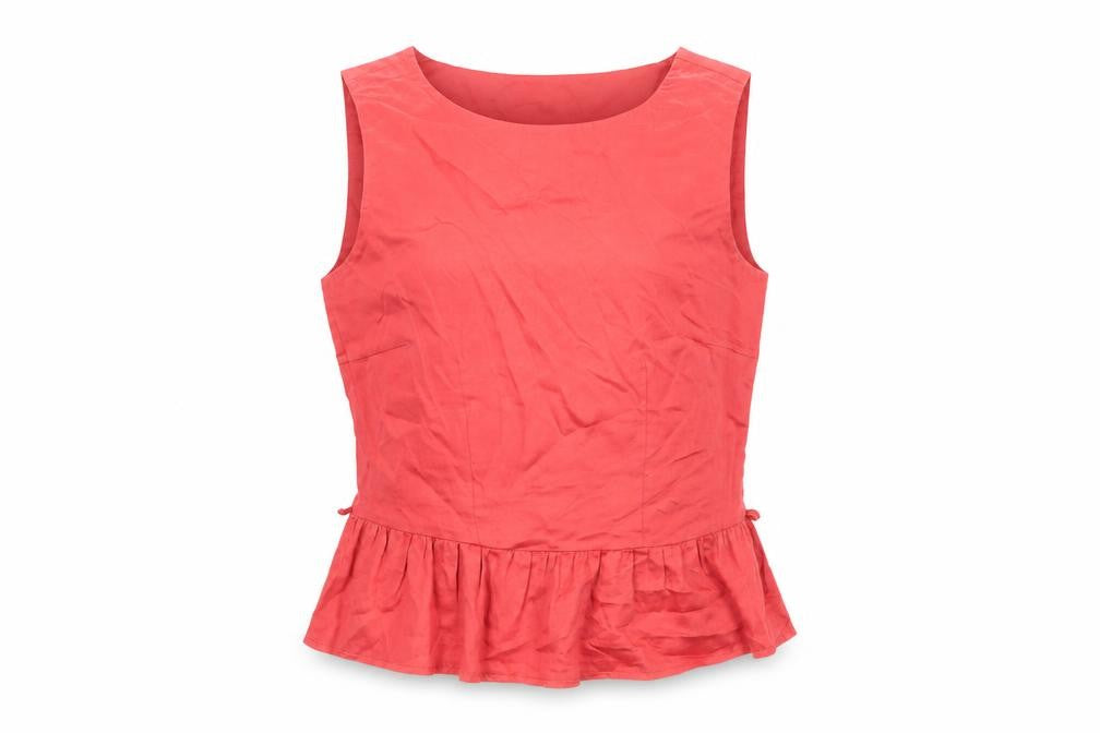 Therapy Womens Red Cotton Basic Tank Size 8 Boat Neck - Ruffle