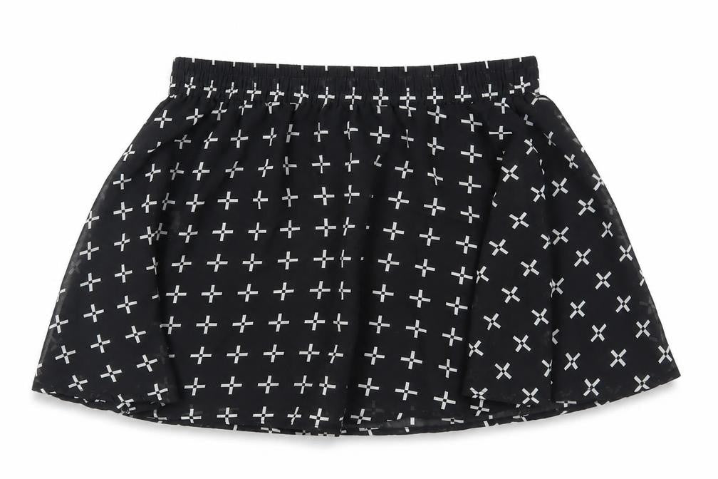 VANS Womens Black Geometric Polyacrylate Fibre Mini Skirt Size S - Elasticated Waist