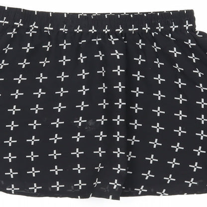Vans Womens Black Geometric Polyacrylate Fibre Mini Skirt Size S - Elasticated Waist
