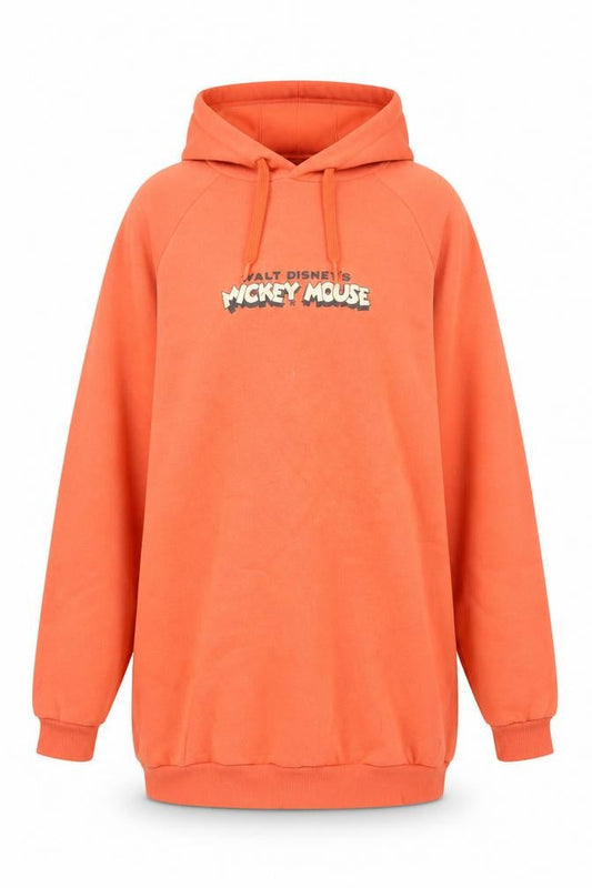 Disney Womens Orange Polyester Pullover Hoodie Size S Pullover - Mickey Mouse