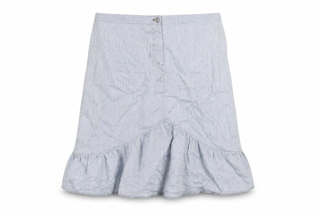 Sintesis Womens Blue Striped Linen A-Line Skirt Size 20 Zip - Ruffle