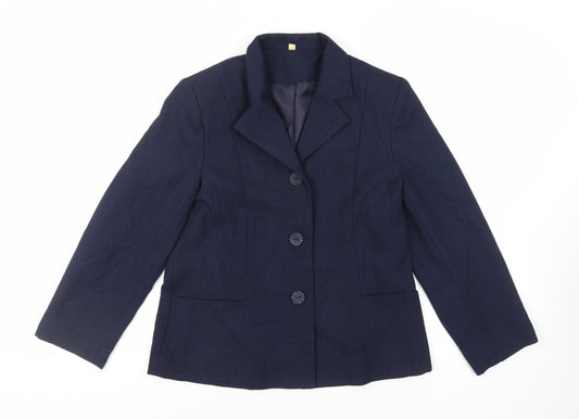 EWM Womens Blue Jacket Blazer Size 14 Button