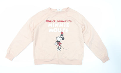 Preloved Disney Womens Pink Polyester Pullover Sweatshirt Size M Pullover - Minnie Mosue - Front