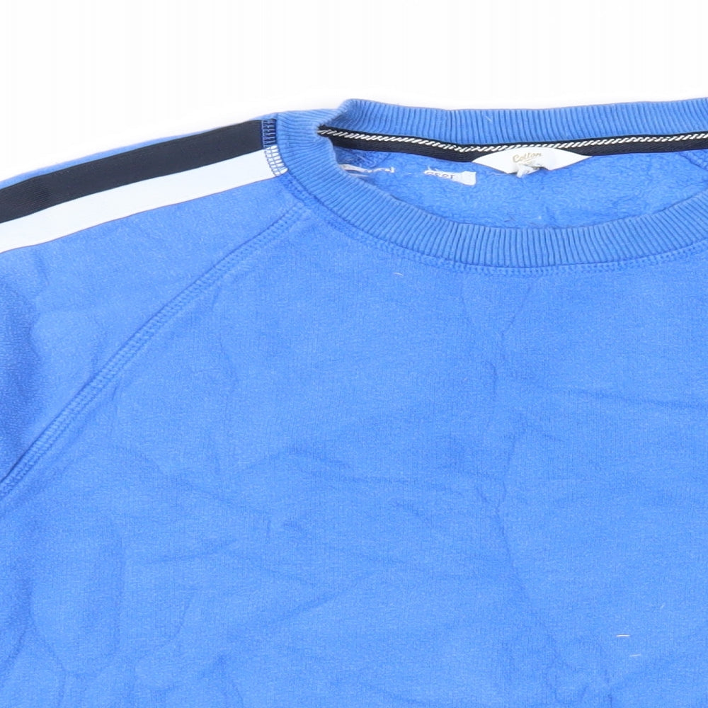Cotton Traders Mens Blue Cotton Pullover Sweatshirt Size L - Logo