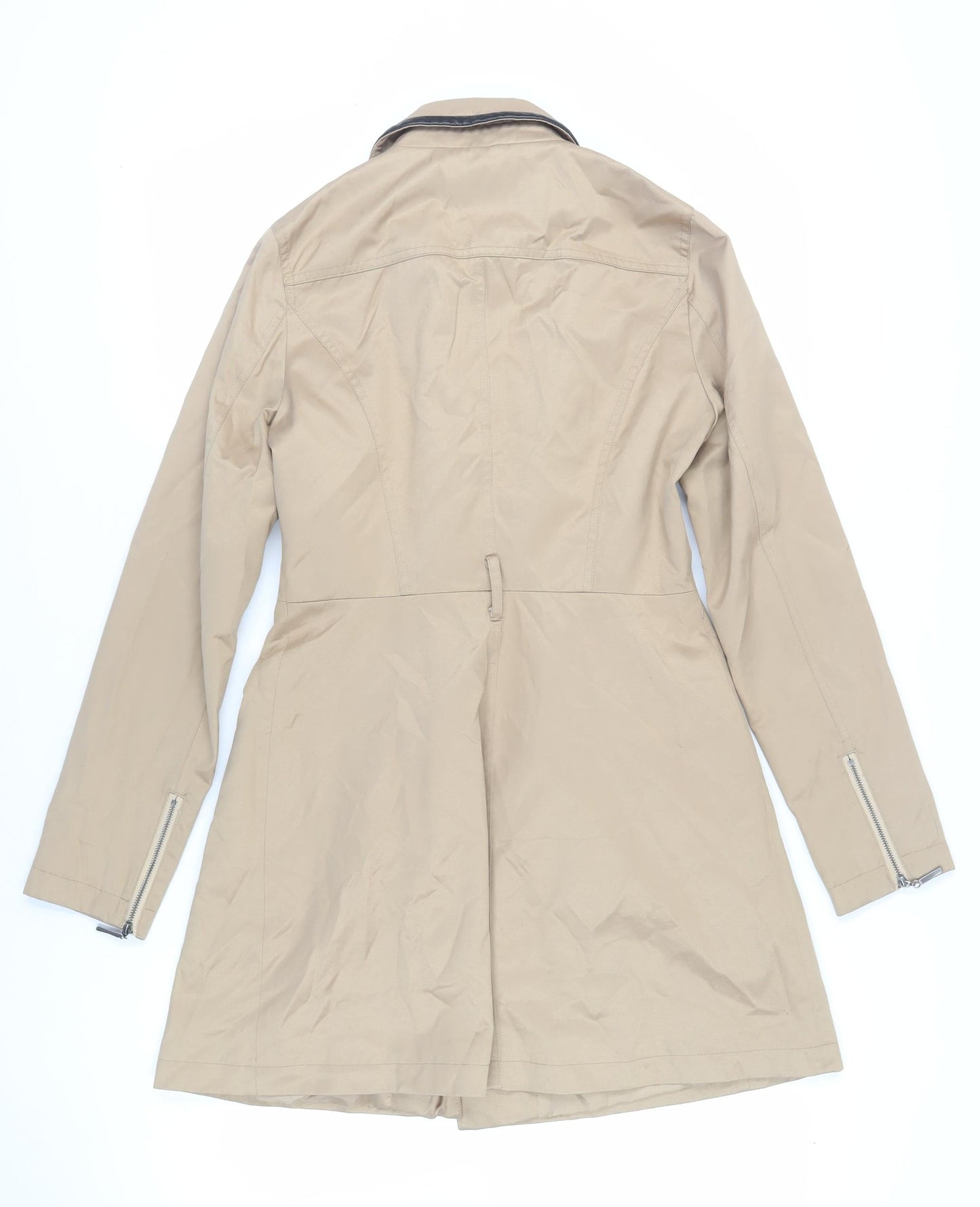 Oasis Womens Beige Overcoat Coat Size S Zip - Zipped Pockets